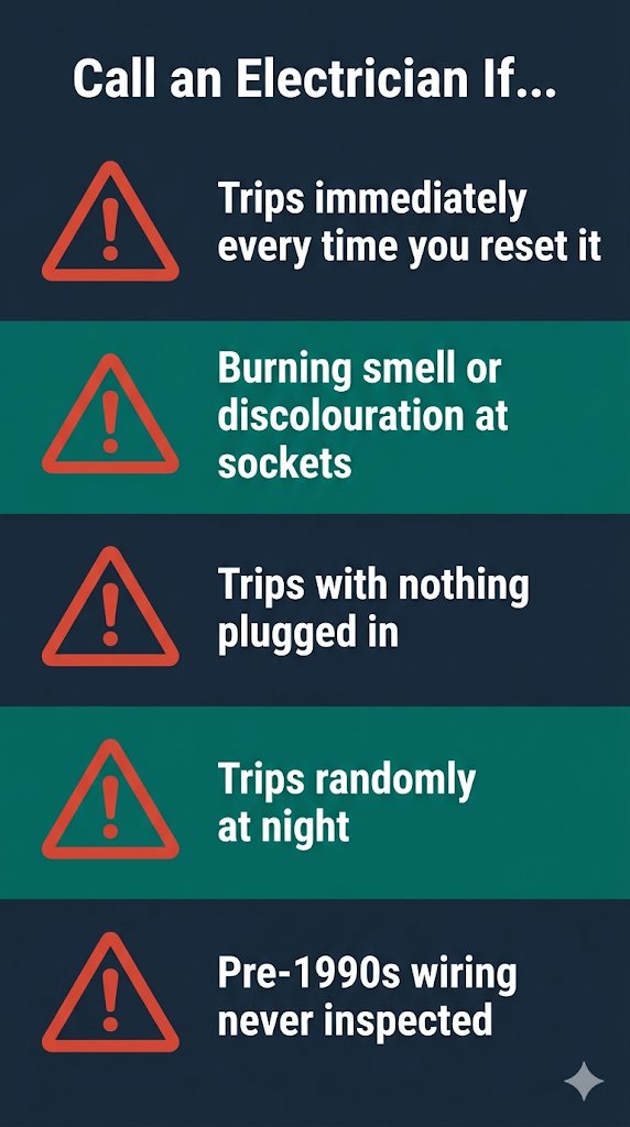 Warning signs that mean you should stop resetting the RCD and call an electrician